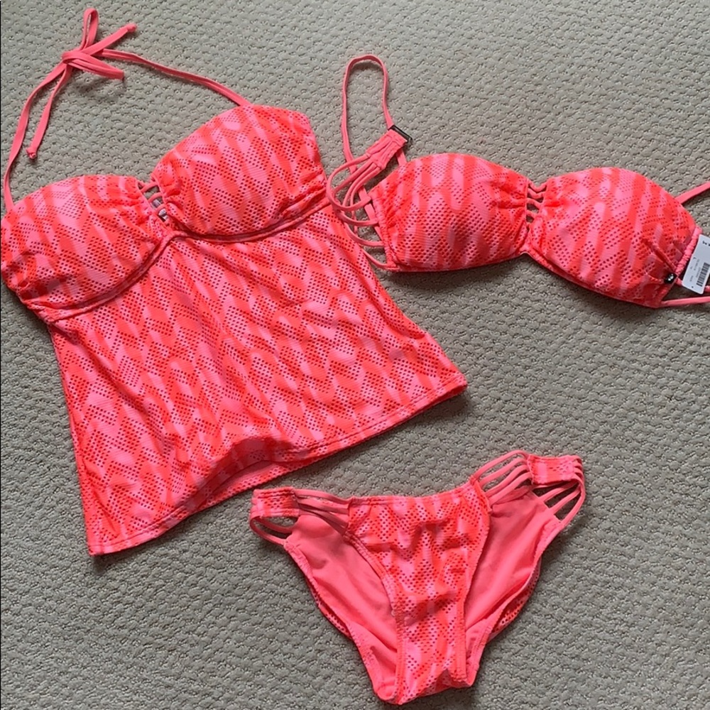 NEW La Vie En Rose 3 piece bathing suit set M/Lg